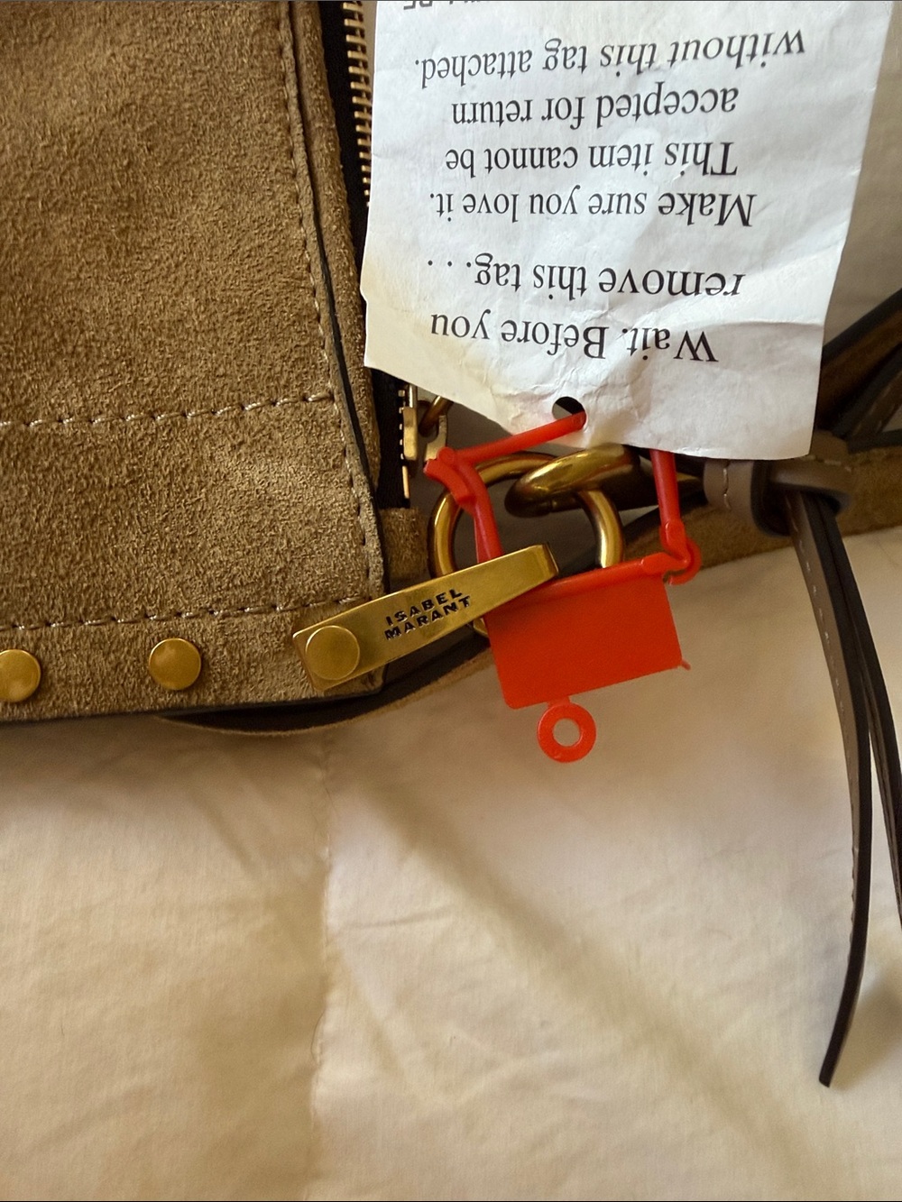 Isabel Marant Tan Suede Studded Saddle Shoulder Bag - Picture 4 of 8